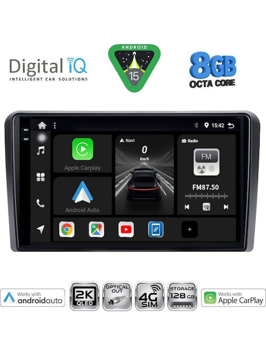 Digital IQ Car Audio System for Fiat 500 2016 (Bluetooth/USB/WiFi/GPS/Apple CarPlay/Android Auto) with 9" Touch Screen