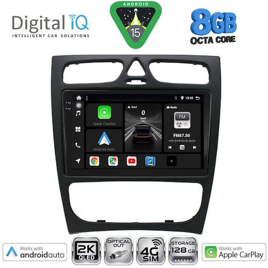 Digital IQ Ηχοσύστημα Αυτοκινήτου για Mercedes-Benz C Class 1999-2004 (Bluetooth/USB/WiFi/GPS/Apple-Carplay/Android-Auto) με Οθόνη Αφής 9"