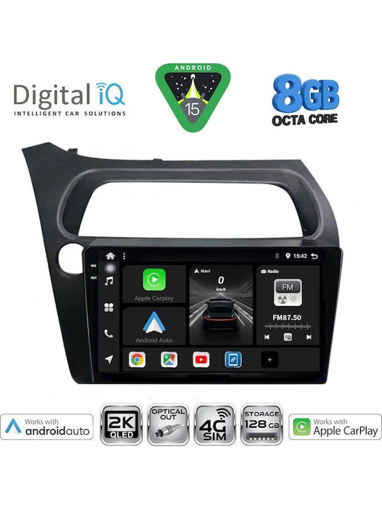 Digital IQ Car Audio System for Honda Civic 2006-2012 Bluetooth USB WiFi GPS Apple CarPlay Android Auto with 9" Touch Screen
