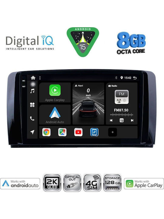 Digital IQ Auto-Audiosystem für Mercedes-Benz R-Klasse 2006-2015 mit Touchscreen 9 Zoll mit Bluetooth USB Eingebautes Wi-Fi GPS Apple CarPlay Android Auto