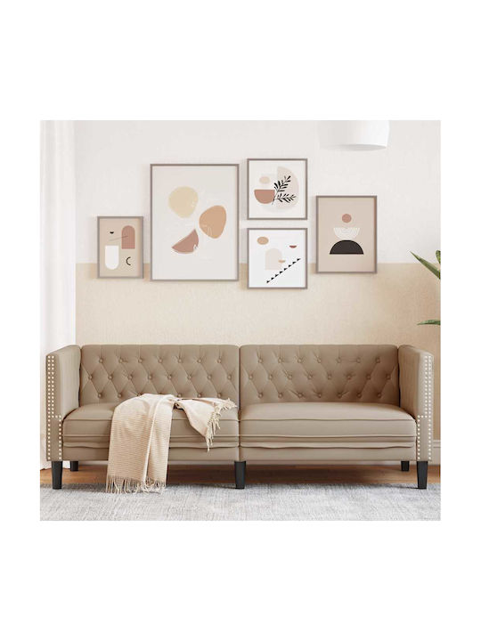 Canapea Cu Trei Locuri Din Piele Ecologică Culoare Capuccino 194x74.5x70.5cm