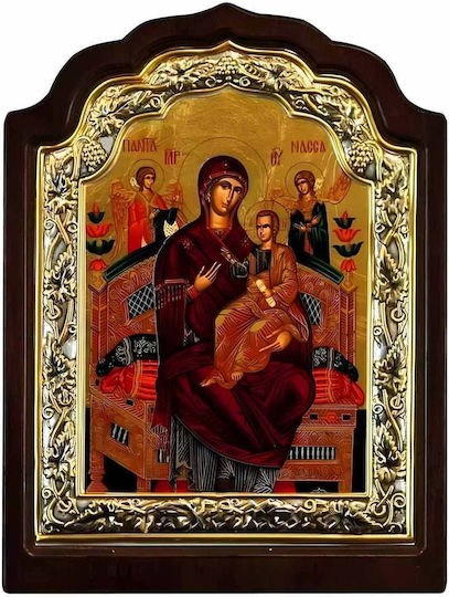 Panagia Pantanassa Silver Icon Wood Locally Gilded 20x16 Cm