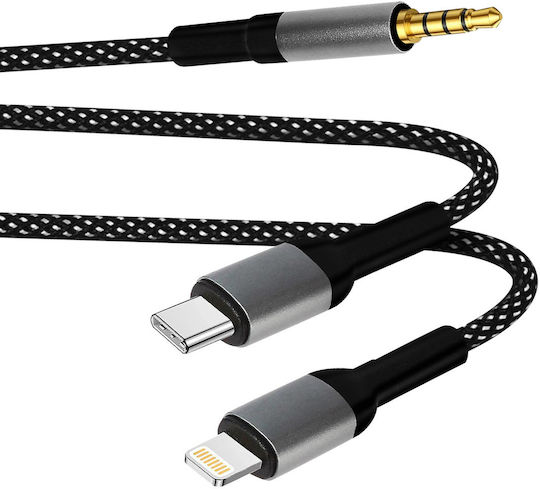 Linq Usb-c + Iphone Lightning To 35mm Jack Adapter Black