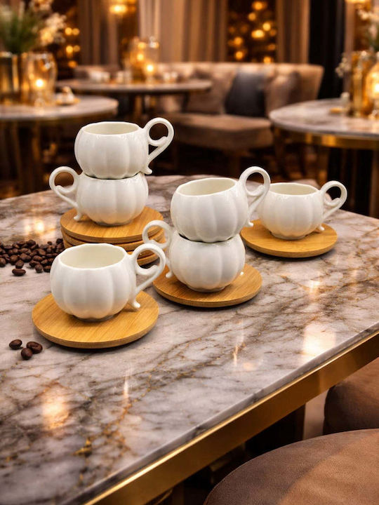 SteweHome Set Of Brown Coffee Cups Made Of Brown Porcelain 90ml 12 Pieces