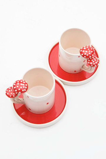 SteweHome Set Of Brown Ceramic Coffee Cups Brown 80ml 4 Pieces