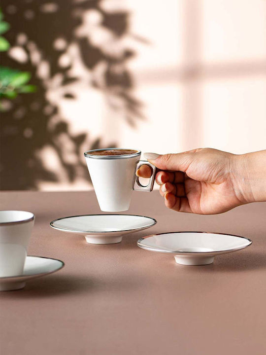 SteweHome Set Coffee Cups Made of Silver Porcelain 80ml 6 Pieces