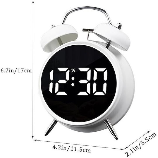 Ceas de Masă Digital cu Ceas Deșteptător Alb HL-8891