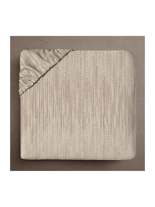 Isadore Lorraine Shades Double Bed Sheet With Rubber Hugger 140x200+30cm Beige