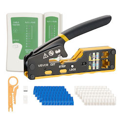 Vevor Πρέσα Ακροδεκτών Δικτύου RJ12, RJ11, RJ45 με Απογυμνωτή YJQ2822AWG4POKOQC001V0