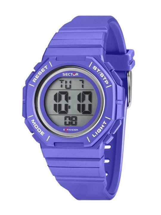 Sector Digital Herrenuhr 40mm Batterie mit Lila Gummi Armband