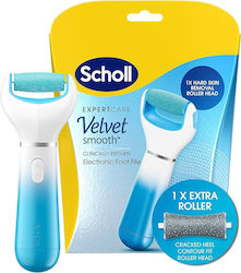 Scholl Velvet Smooth Pilă Electrică Cristale de Diamant 2 Viteze 2 Rezerve Incluse Exfoliere Conturare Albastru