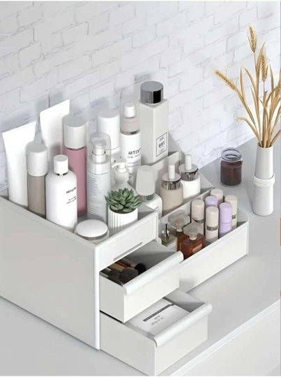 Stewehome Multifunctional Organizer Drawers Cosmetics Perfume Cream Jewelry White 11x25x15.5 Cm