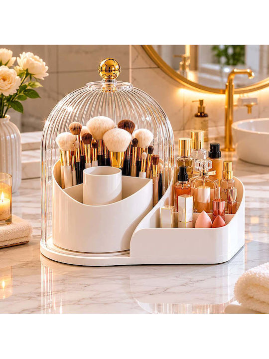 SteweHome Beige Cosmetics Storage and Organization Box with Dividers