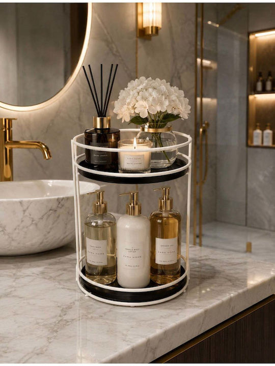 Stewehome S Double Bathroom Organizer Cosmetics Jewelry Makeup Serving White 23 Cm