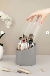 Stewehome Makeup Organizer Transparent Lid Hygienic Design Makeup Brushes Beige