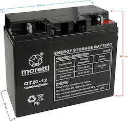 Moretti Gel Batterie 12V 20Ah Rasenmäher Starke Qualität Traktoren Moretti Gel Batterie 12V 20Ah Rasenmäher Starke Qualität Traktoren
