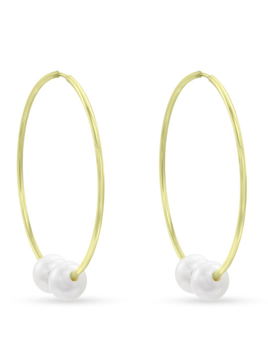 Ortaxidis Earrings Gold 14K Hoops With Pearls