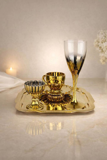 SteweHome SteweHome Set Tassen Kaffee Glas Gold 110ml 5 Stück