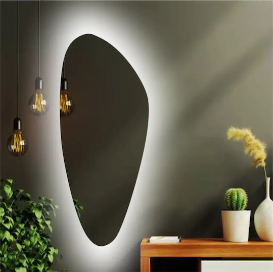 SteweHome SteweHome Wandspiegel Ganzkörper Asymmetrisch mit Weißem Rahmen & LED Beleuchtung 135x60cm