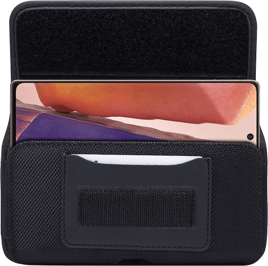 Robuste Mittelfach Handyhülle Oxford Stoff Horizontal Platzierung Kartenfach Lederoptik Passend Für Smartphones Bis 5,4 Zoll Schwarze
