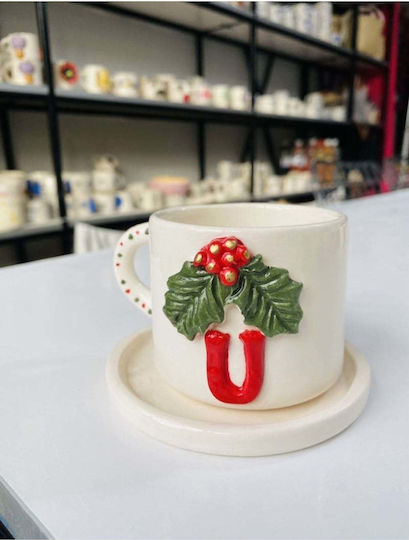 SteweHome Christmas Ceramic Red Mug 135ml