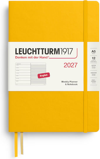 Leuchtturm1917 Ημερολόγιο 2027 Εβδομάδα & Σημειωματάριο Στα Αγγλικά A5 – Sun Flower