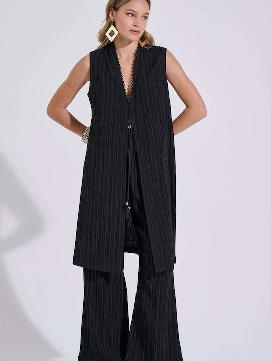 Bill Cost Sleeveless Tunic with V Neckline Black
