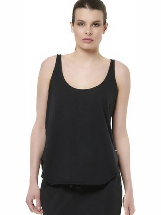 Body Action Slub Damen-Top Ärmellos Schwarz
