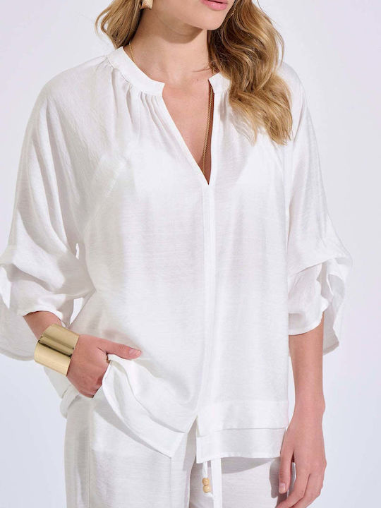 Bill Cost Women's Blouse with 3/4 Sleeve & V Ne...