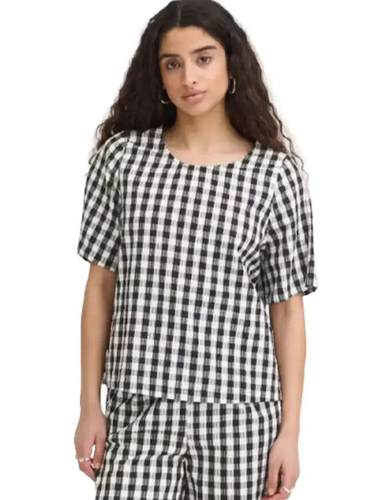 Women's Cotton Blouse Black/White Check