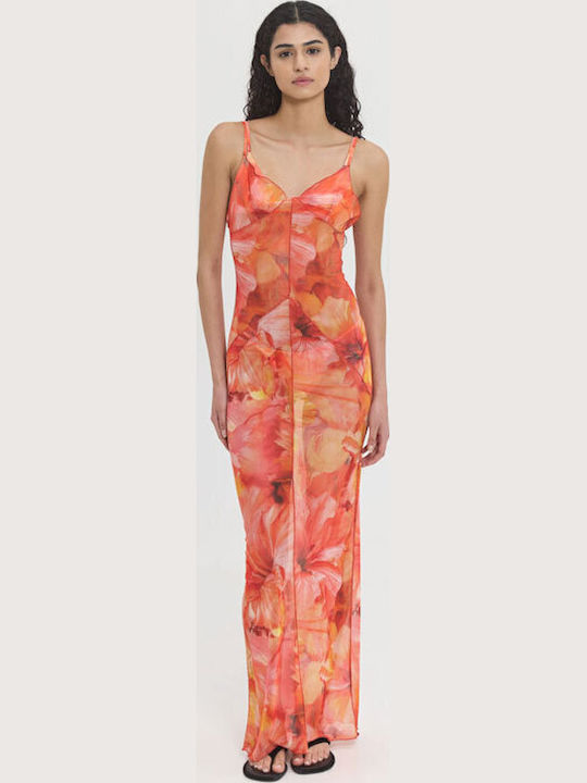 Summer Maxi Evening Slip Dress with Mesh Multicolour