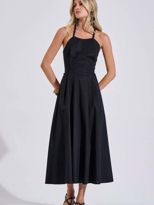 Bill Cost Summer Midi Slip Dress Black