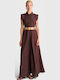 Summer Maxi Shirt Dress Brown