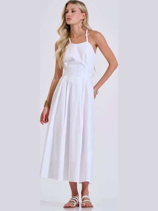 Bill Cost Summer Midi Slip Dress White