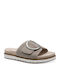 Leder Flache Damen Sandalen Grau