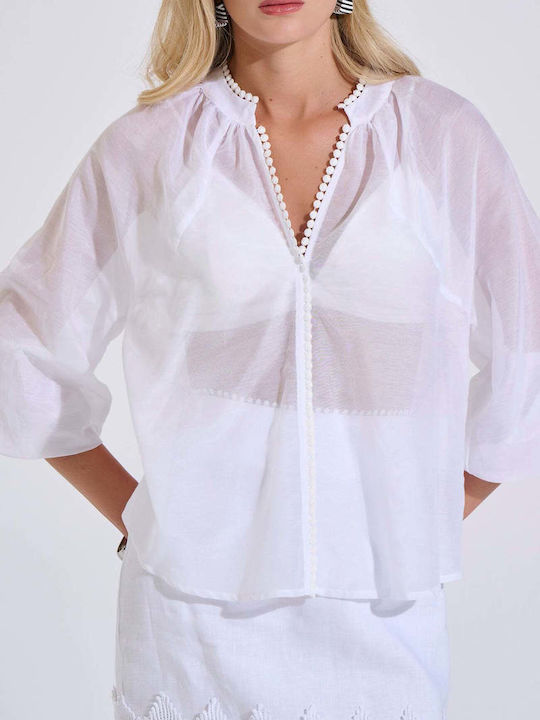 Bill Cost Women's Cotton Blouse with 3/4 Sleeve...