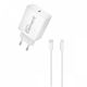 Element Зарядно Устройство GaN с USB-C Порт и USB-C - Lightning Кабел 30W Power Delivery Бял (CH-250PD)