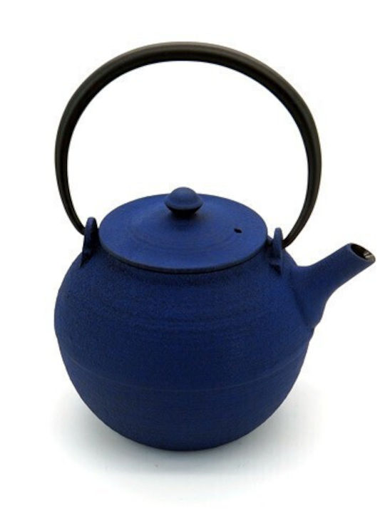 O Dromos tou Tsagiou Hikime Teapot with Mug and Filter Cast Iron Blue 550ml