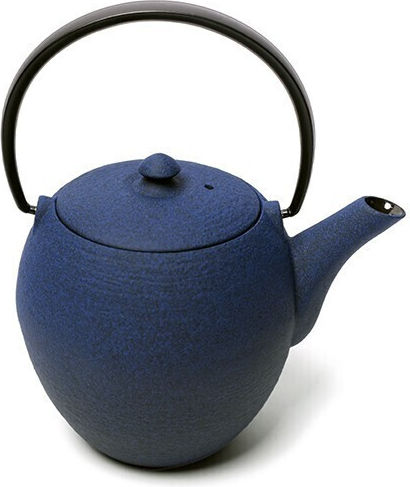 O Dromos tou Tsagiou Mayu Teapot with Mug and Filter Cast Iron Blue 550ml