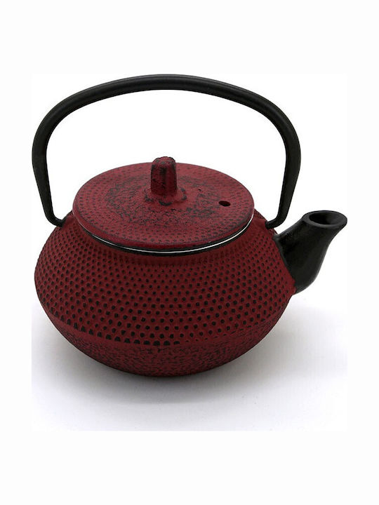 O Dromos tou Tsagiou Arare Teapot with Filter Cast Iron Red 300ml