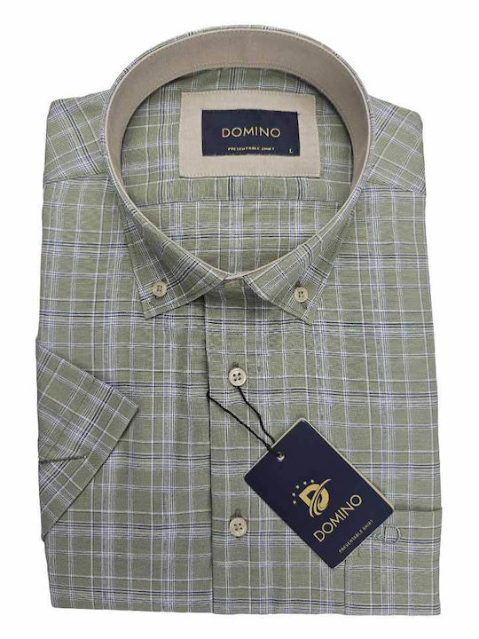 Short Sleeve Shirt in Regular Fit Checked Green