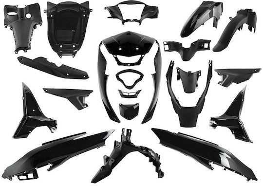 Κουστουμι Σετ Πλαστικα Yamaha Crypton-s 115cc Χρωμα Μαυρο
