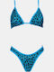 Bikini Set Triangle Animal Print Blue