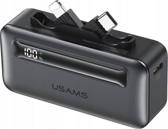 Usams CD233 Power Bank 5000mAh 20W With USB-C Power Delivery Output Port Silver