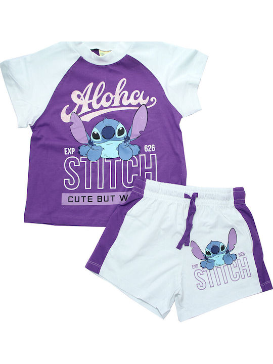 Детски Комплект със Шорти Лятно 2 Части Лилав Lilo & Stitch