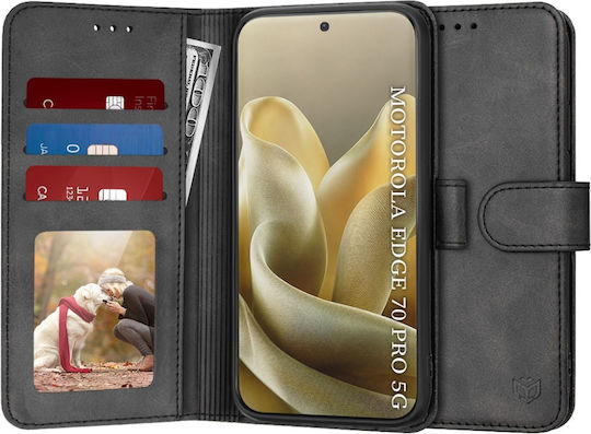 Husă Tip Wallet Motorola Edge 70 Pro Interior Wallet Antisoc Set Autocolant Jurnal Carte Neagră