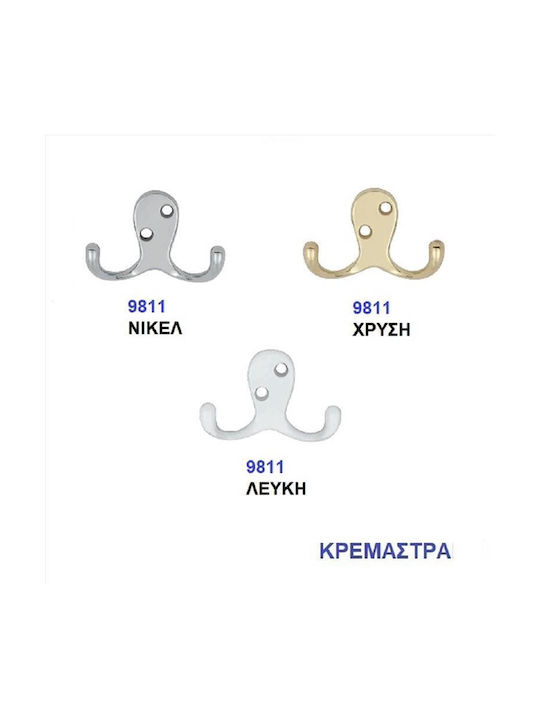 Import Hellas Wall Hanger 9811 2 Hooks Gold