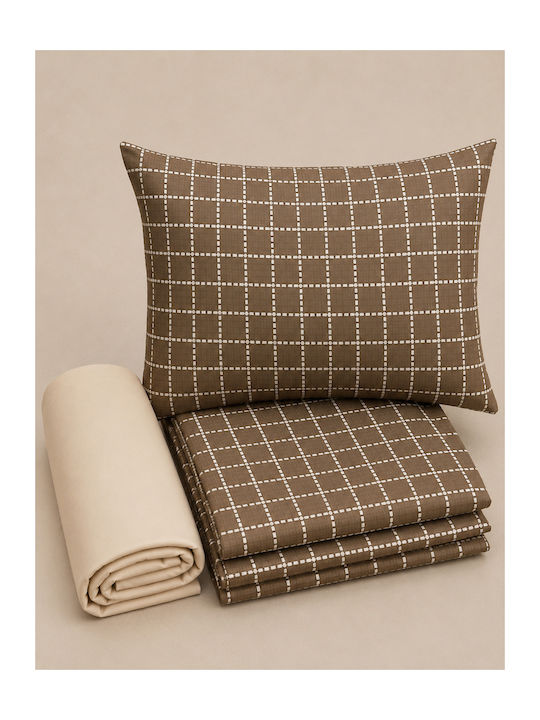 Comfort Set Single Bed Sheets 165x270cm Brown 3 Pieces
