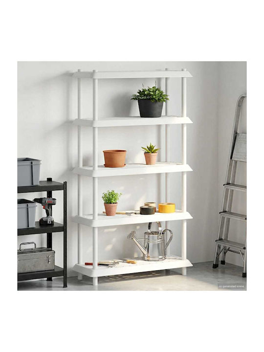 Plastic Shelving Unit With 5 White Shelves 100x...