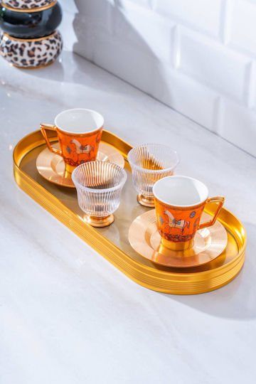 SteweHome Комплект Кафяви Чаши от Порцелан Многоцветни 90ml 2 Бройки